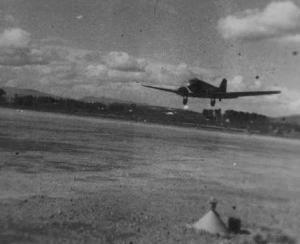 Landing on the main runway in 1945