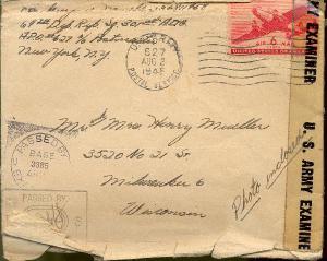 August 1945 envelope with censor markings