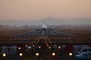 Landing on the main runway in 2005