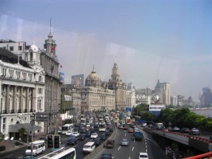 The Bund, as seen from the elevated highway (off ramp can be seen on the right)