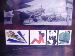 A collection of logos and airplane nose art associated with the Flying Tigers.